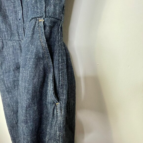 J. Crew Short sleeve tie waist button up Denim Dress Belted Midi Size 8 Dark - Picture 11 of 12